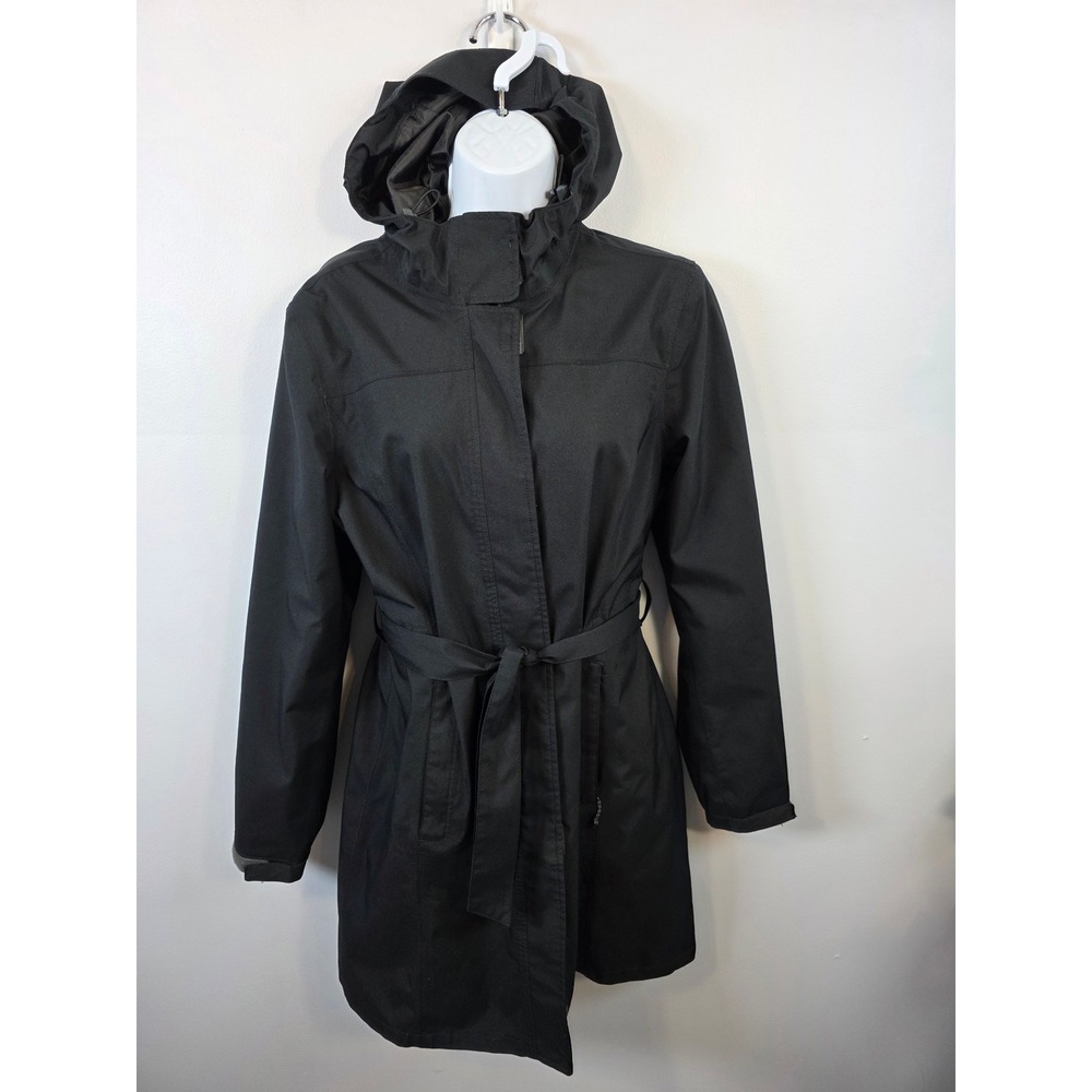 Eddie Bauer Black Hooded Trench Rain Coat
